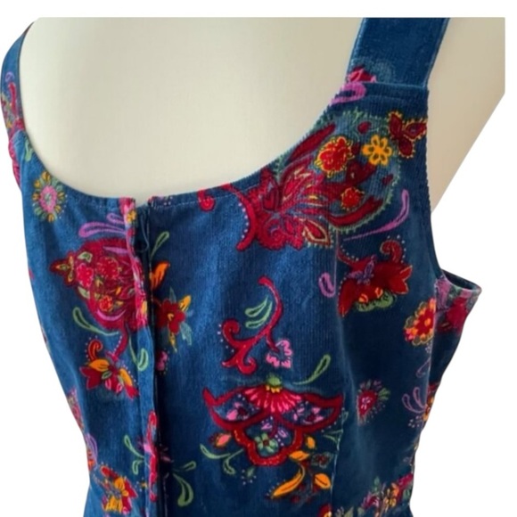 Modcloth Floral Corduroy Jumper Overalls RARE Boho Y2K Dress Cottage Size 1X - Picture 6 of 6